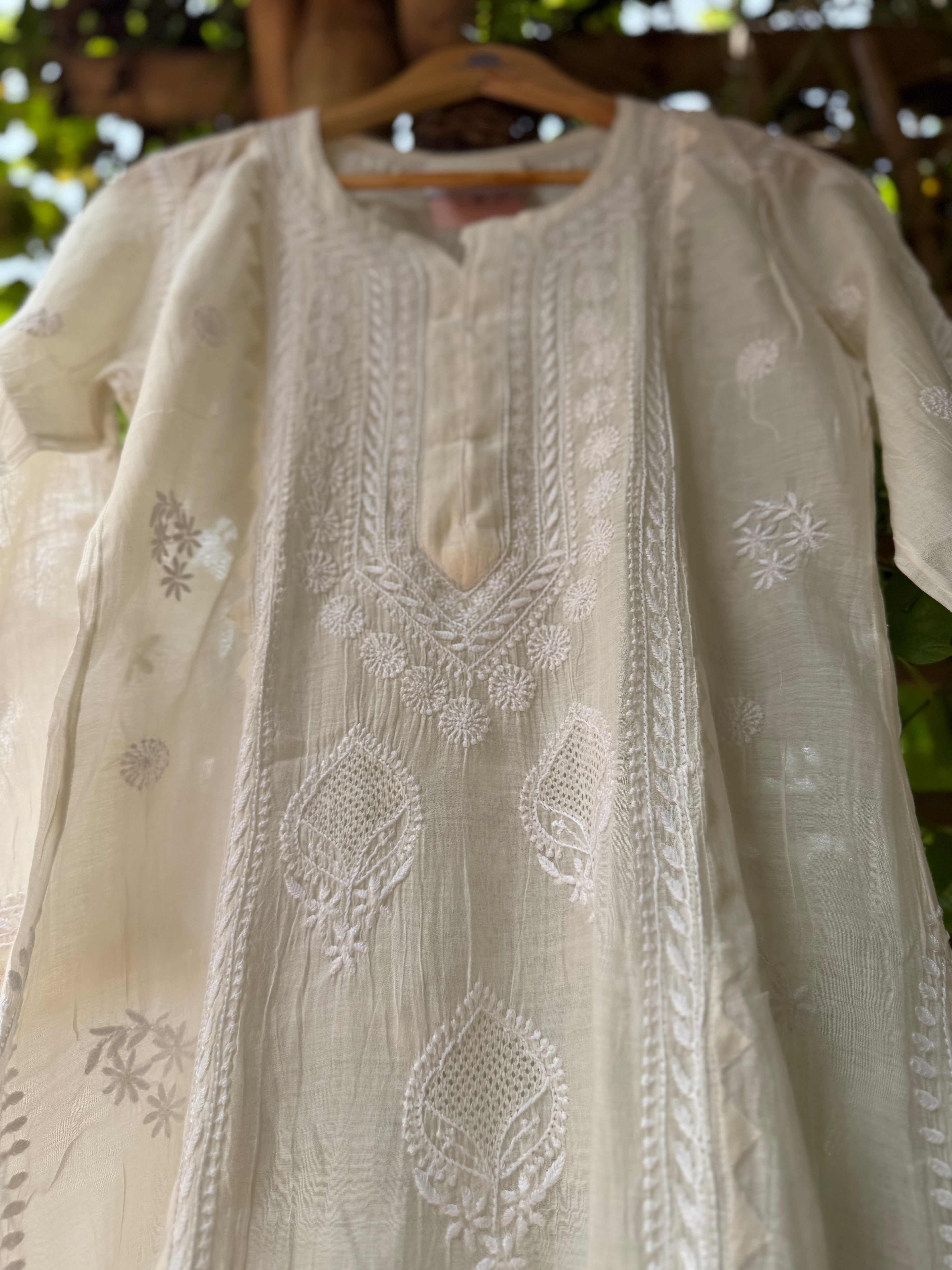 Mul-chanderi long kurti