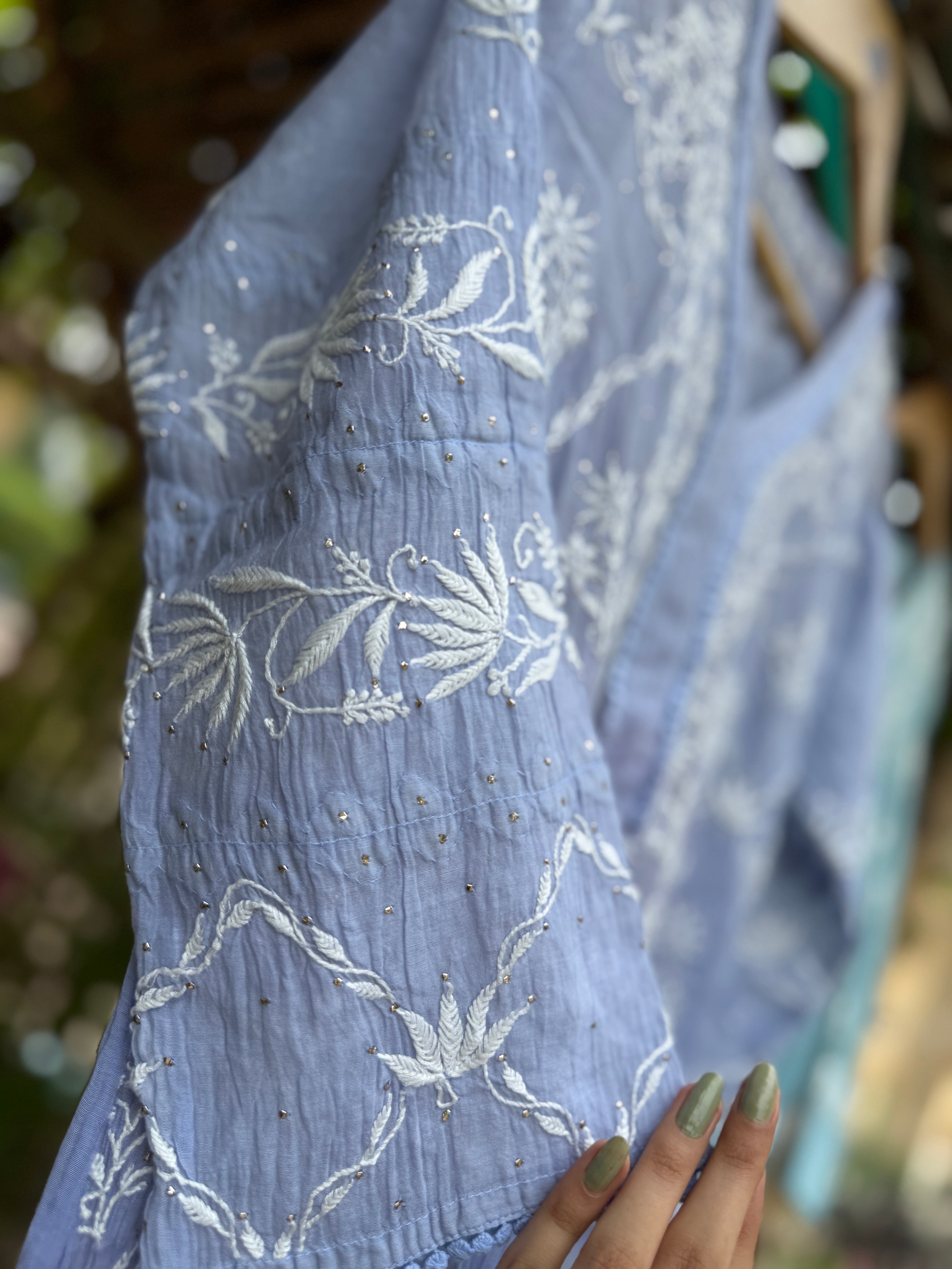 Mul chanderi long kurti