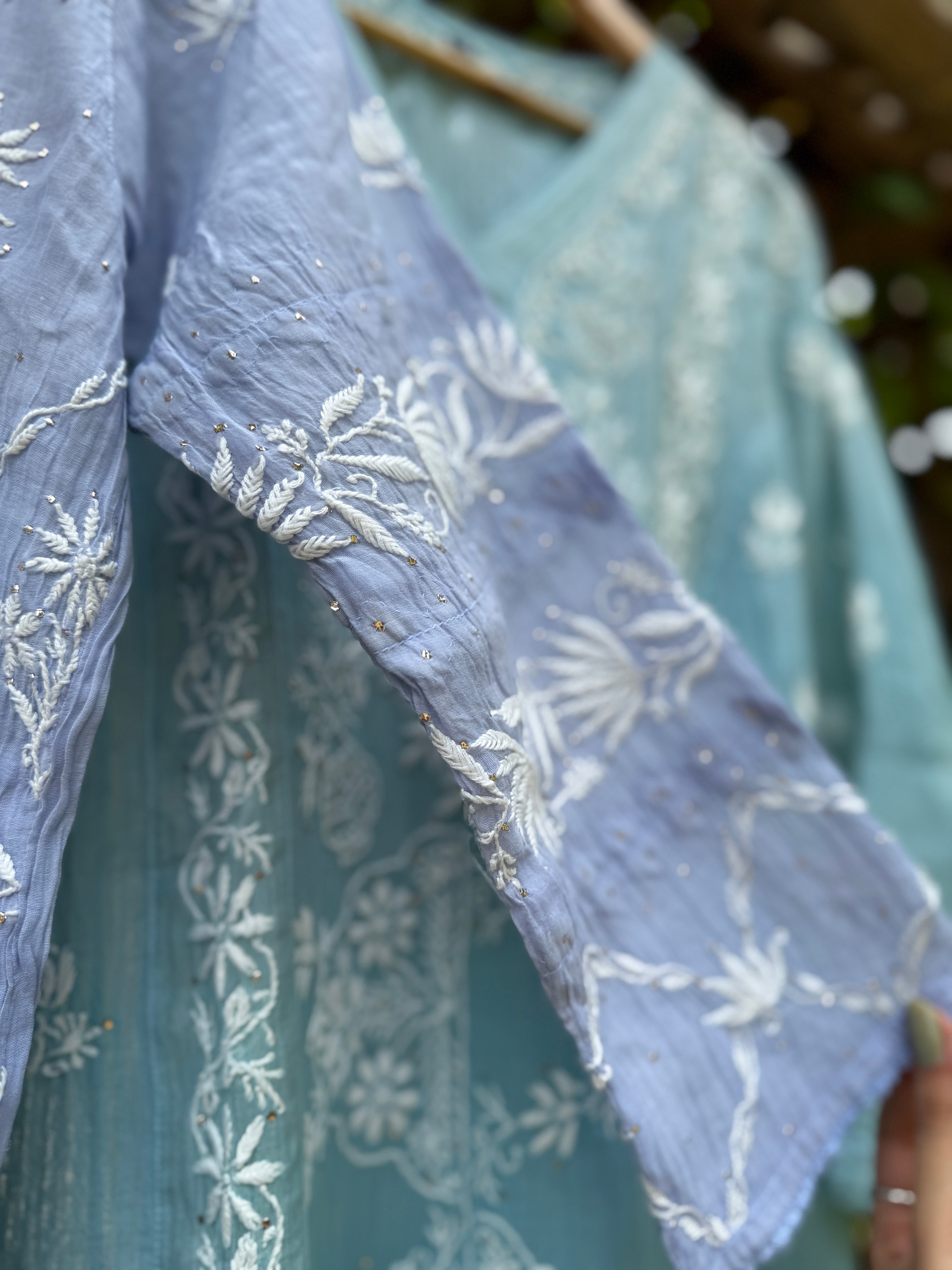Mul chanderi long kurti