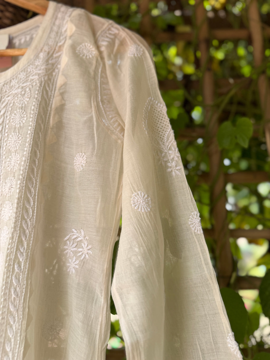 Mul-chanderi long kurti