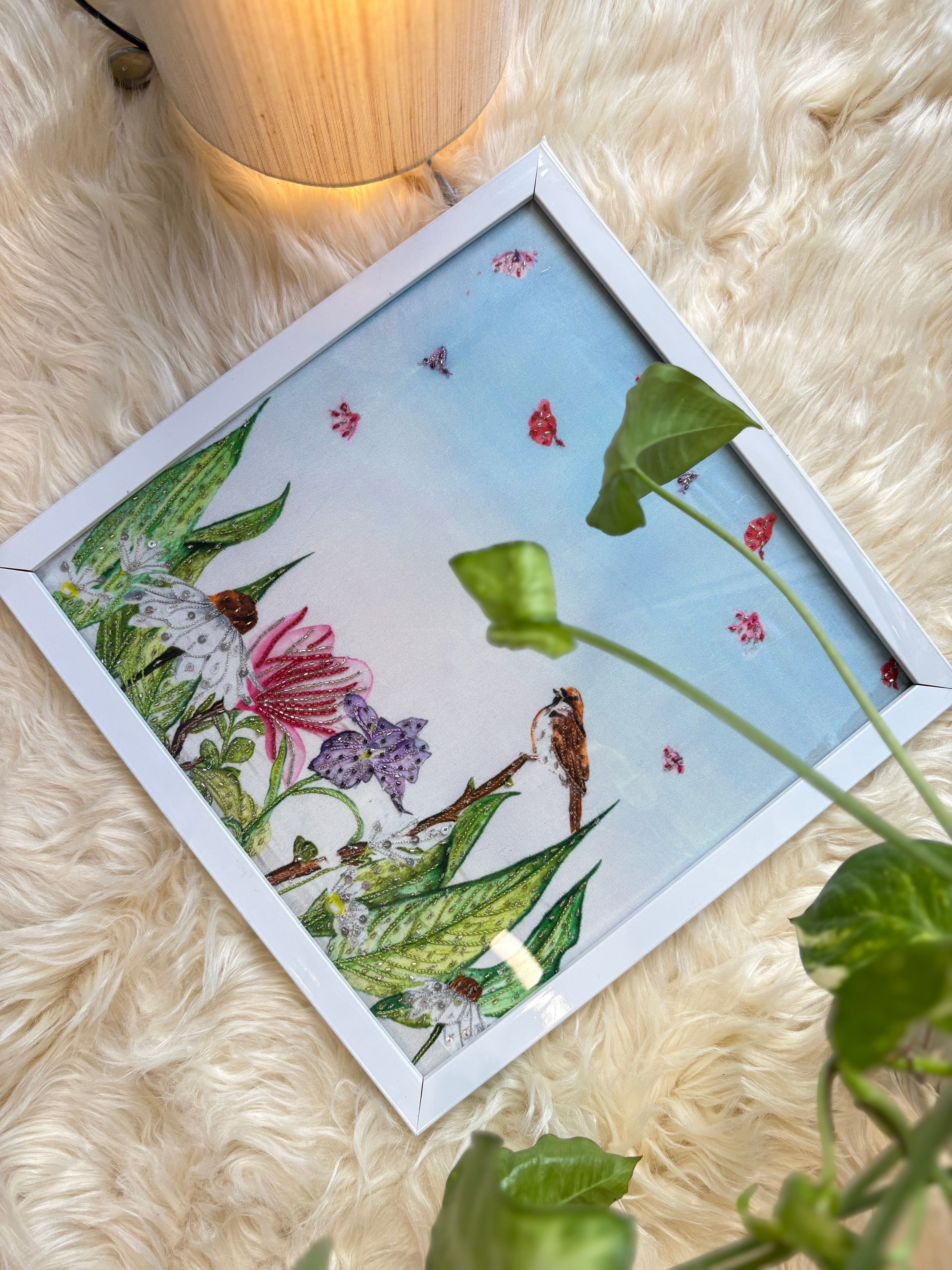 Hand embroidered frame