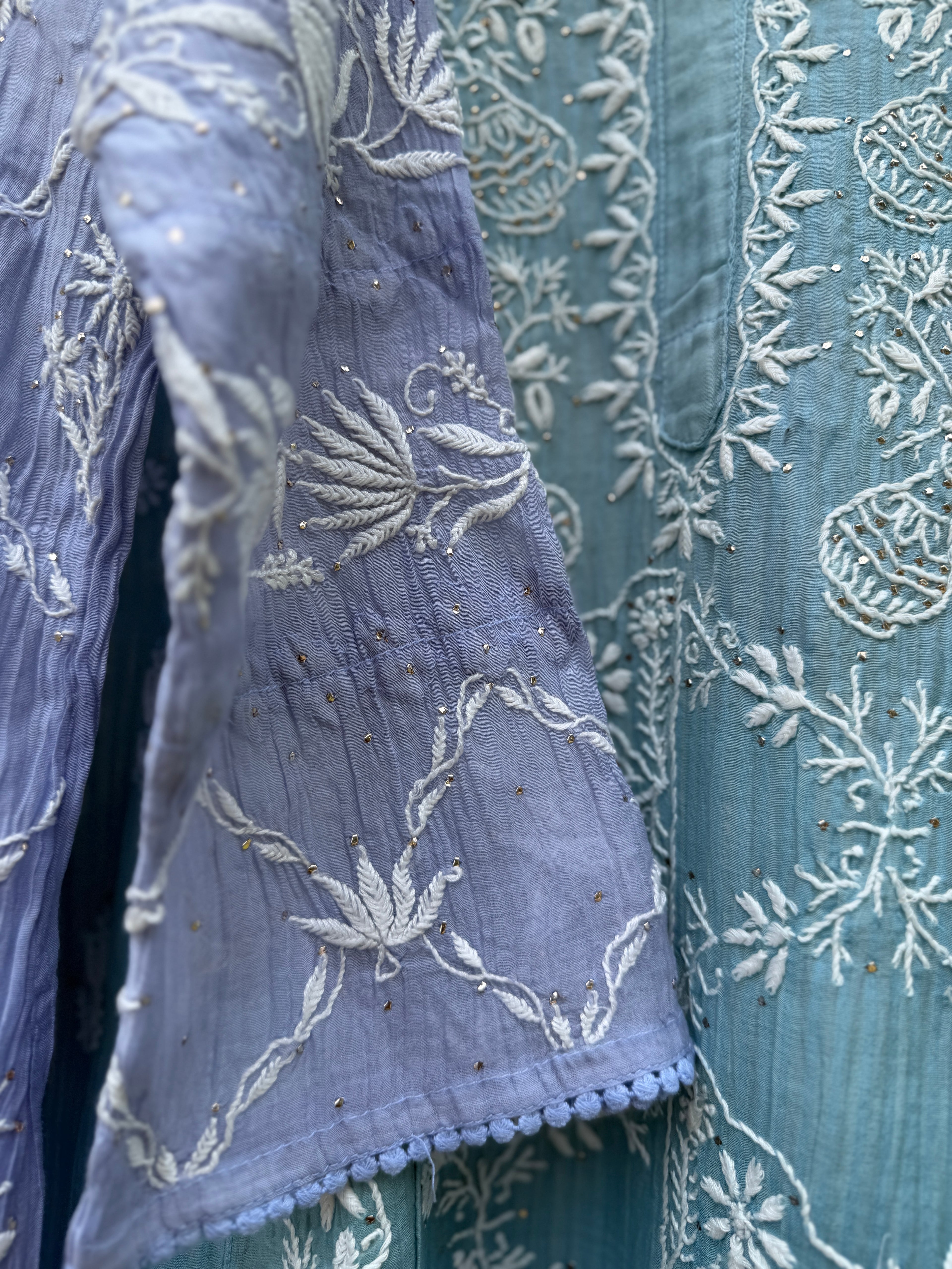 Mul chanderi long kurti
