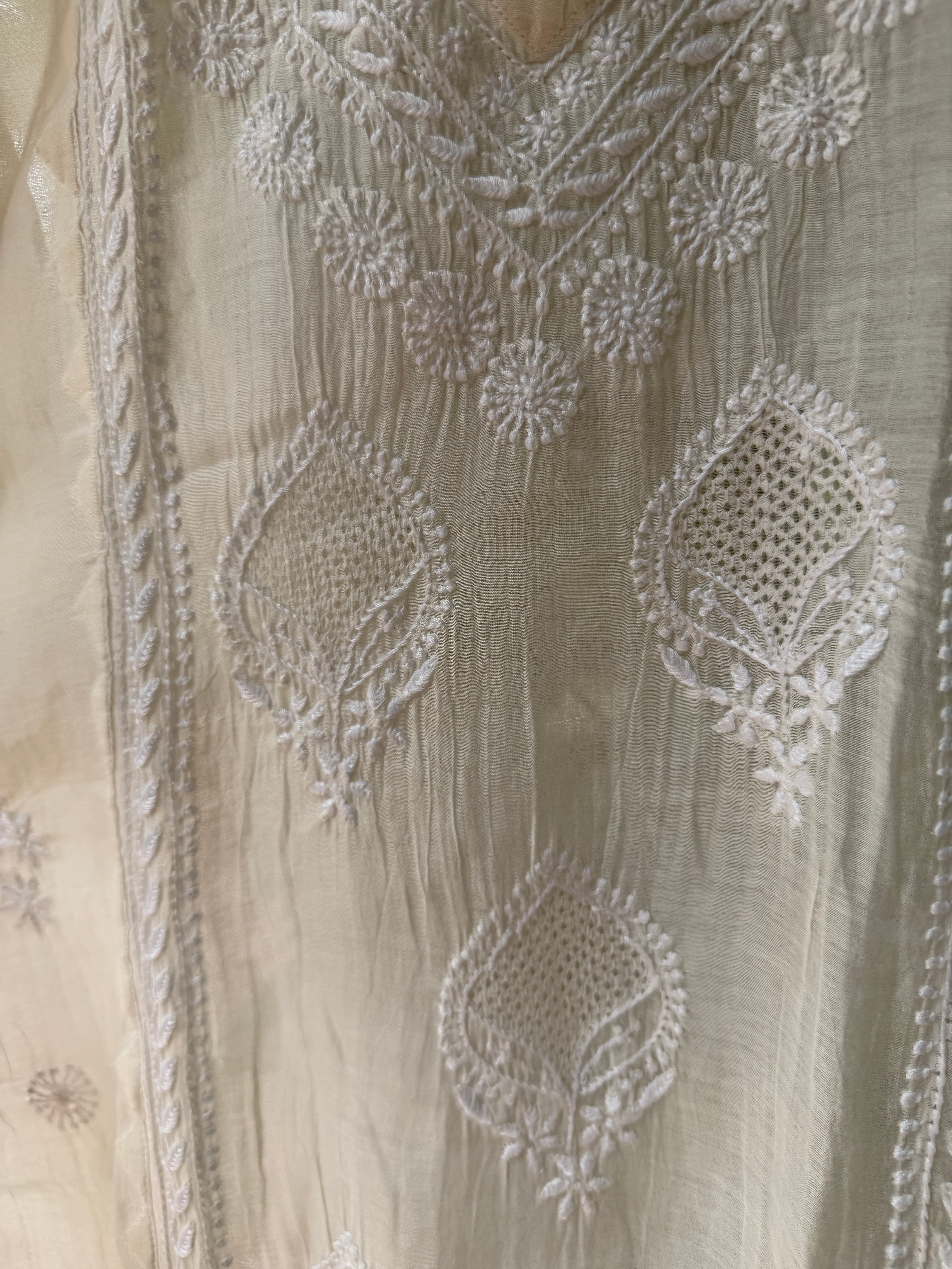 Mul-chanderi long kurti