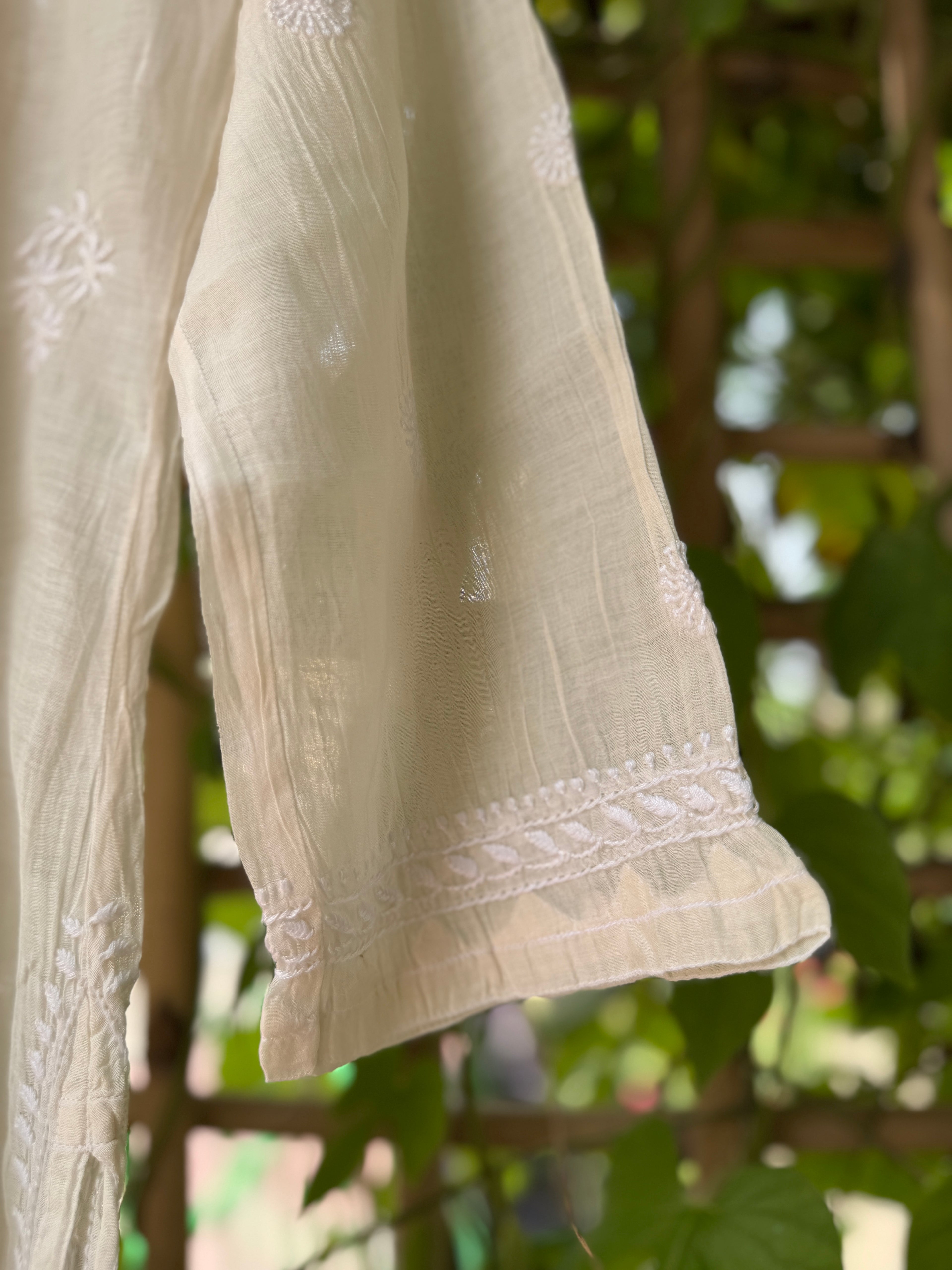 Mul-chanderi long kurti